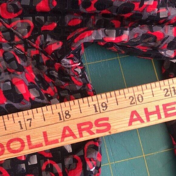 Ruby Rd Sz 12 Shiny Red Black Jacket Button Front Pockets 3/4 Sleeve - Picture 5 of 6